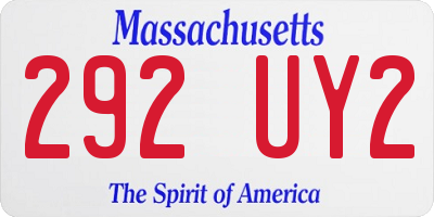 MA license plate 292UY2