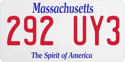 MA license plate 292UY3