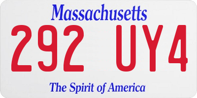 MA license plate 292UY4