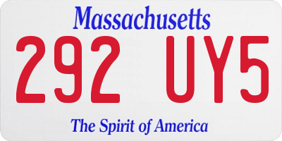 MA license plate 292UY5