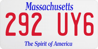 MA license plate 292UY6