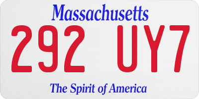 MA license plate 292UY7