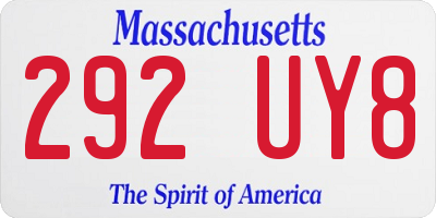 MA license plate 292UY8