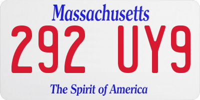 MA license plate 292UY9
