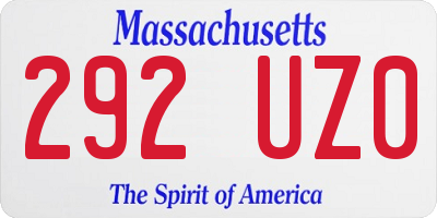 MA license plate 292UZ0