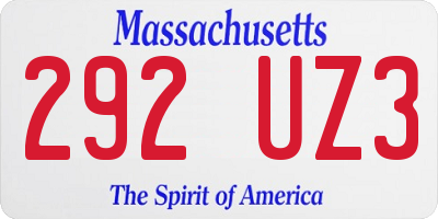 MA license plate 292UZ3