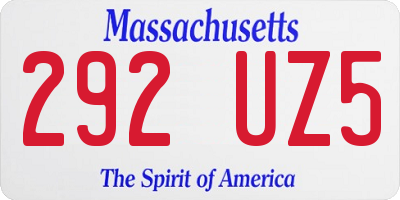 MA license plate 292UZ5
