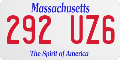 MA license plate 292UZ6