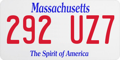 MA license plate 292UZ7