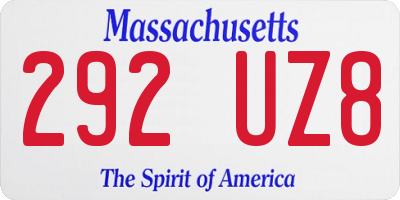 MA license plate 292UZ8