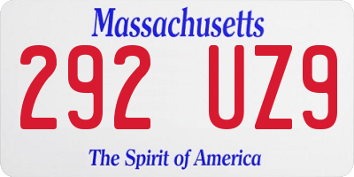 MA license plate 292UZ9