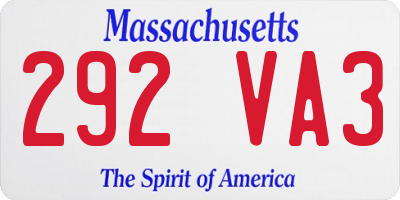 MA license plate 292VA3