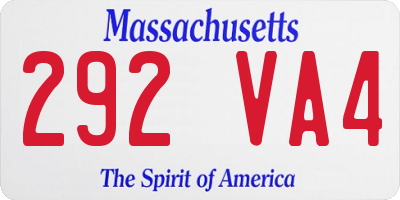 MA license plate 292VA4