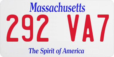 MA license plate 292VA7