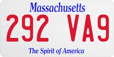 MA license plate 292VA9