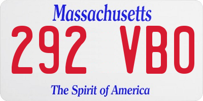 MA license plate 292VB0