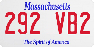 MA license plate 292VB2