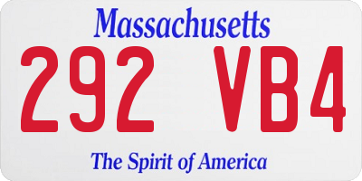 MA license plate 292VB4