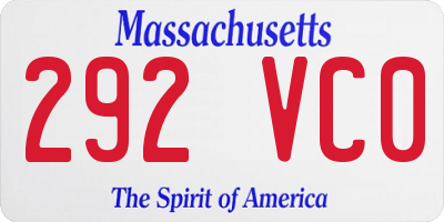 MA license plate 292VC0