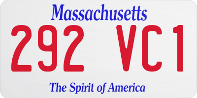 MA license plate 292VC1