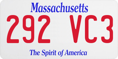 MA license plate 292VC3