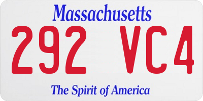 MA license plate 292VC4
