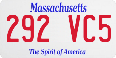 MA license plate 292VC5