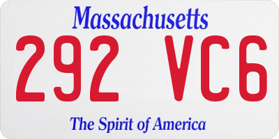MA license plate 292VC6