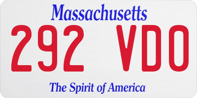 MA license plate 292VD0