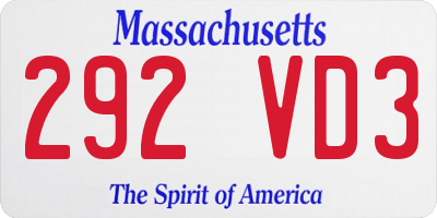MA license plate 292VD3