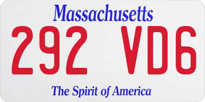 MA license plate 292VD6
