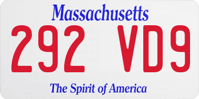 MA license plate 292VD9