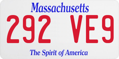 MA license plate 292VE9