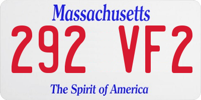 MA license plate 292VF2