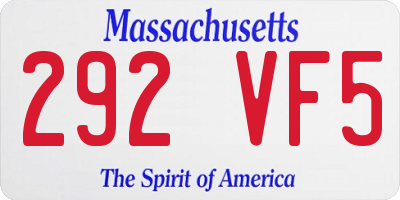 MA license plate 292VF5
