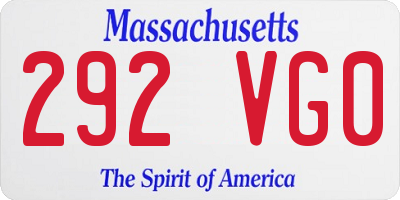 MA license plate 292VG0
