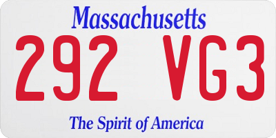 MA license plate 292VG3