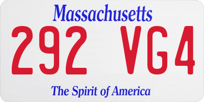 MA license plate 292VG4