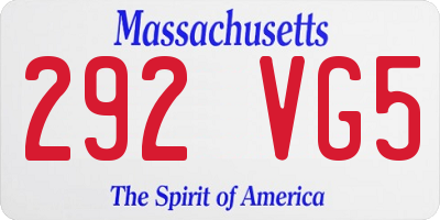 MA license plate 292VG5