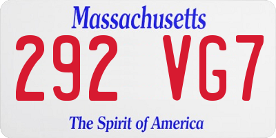 MA license plate 292VG7