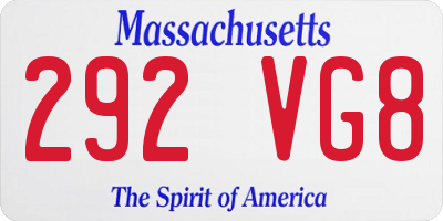 MA license plate 292VG8