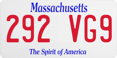 MA license plate 292VG9
