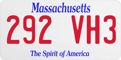 MA license plate 292VH3