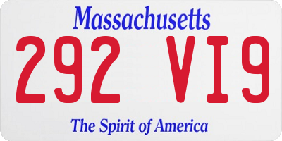 MA license plate 292VI9