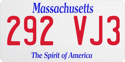 MA license plate 292VJ3