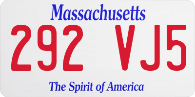 MA license plate 292VJ5