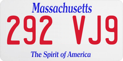 MA license plate 292VJ9