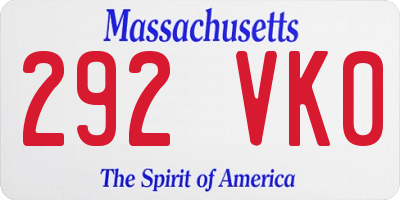 MA license plate 292VK0