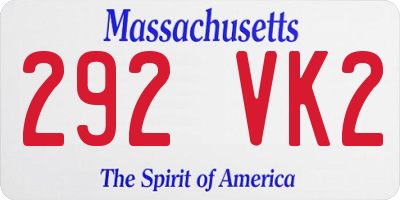MA license plate 292VK2
