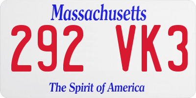 MA license plate 292VK3